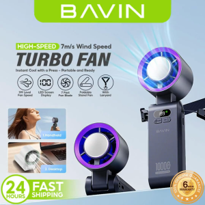BAVIN BF004 Mini Turbo Rechargeable Handheld & Foldable Fan Refrigeration Cooling w/ High-Speed Motor & 199 Speed Levels