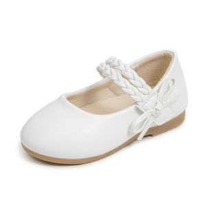 KIDSUN Fashion White Kids Girls Dress Shoes PU Leather Princess Wedding Party School Shoes Low Heel Flats for Little Big Kids