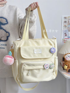 กระเป๋าสะพายข้างความจุขนาดใหญ่กระเป๋าสะพายข้างผ้าแคนวาสสําหรับโรงเรียนและทํางาน เรียบง่าย ไนลอนสไตล์ญี่ปุ่น ซิป ปิด