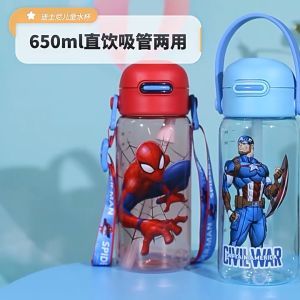 [𝓛𝓲𝓶𝓮𝓲.𝓢𝓽𝓸𝓻𝓮] Bình nước 2in1 ống hút tu miệng nhựa Tritan Spiderman Frozen Avengers Captain 750ml cho trẻ em HM2204