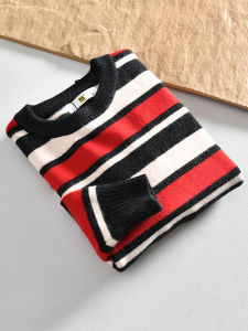 Áo Len Dệt Kim Kẻ Sọc Thoải Mái Cho Nam Mùa Đông Áo Len Cardigan Dài Tay Cổ Tròn Phong Cách Nhật Bản Cổ Điển Thường Ngày