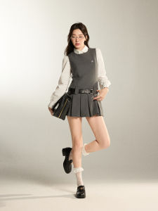 Ltho ~ Gao Zhi Preppy Style Two-piece Set Decoration Body Slim Looking Pleated Dress Miu Series Autumn New Arrival Commuters All-Matching