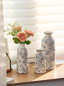 Blue And White Porcelain Flower Vase Ceramic Narrow Long Style Fresh Chinese Style Desktop Decoration Flower Arrangement Ornament