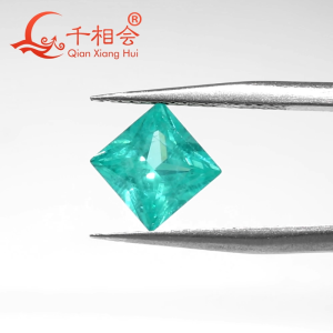 Đá rời Yttrium nhôm Garnet hình vuông 5x5mm-6x6mm cắt công chúa neon Paraiba tổng hợp YAG có tạp chất Phụ kiện tự làm đồ trang sức