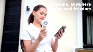 พัดลมพกพา พัดลมมือถือ 1800mAh 100 ระดับ Type-C ชาร์จไฟได้ เสียงเงียบ จอแสดงผล LED พัดลมเล็ก ใช้งานได้ 4-15 ชม