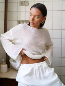 Áo Thun Tay Dài Mỏng Cổ Tròn Tay Ống Loe Thoáng Khí Mùa Hè 2025 Thường Ngày Dài Vừa Phải Polyester Phong Cách Đường Phố