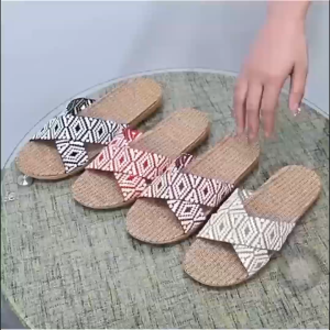 Ladies Linen Slippers Home Cotton Linen Comfortable Non-slip Sandal Slippers for Couples