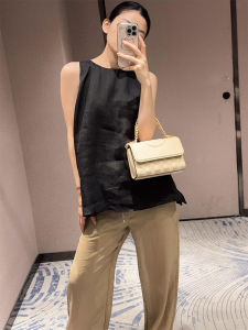 YUFUQING | Elegant Black Sleeveless Vest T-Shirt Womens Fashionable Summer Korean Style Polyester Fiber Short Length Casual Top