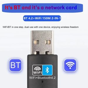150Mbps USB WiFi Bluetooth 4.2 Adapter 2-in-1 Wireless Network Card + Bluetooth Dongle 2.4GHz WLAN Receiver Driver Free