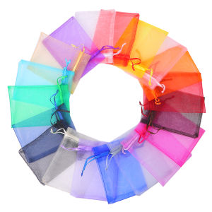 50pcs Jewelry Packaging Bag Organza Bag Gift Storage Bag Wedding Candy Drawstring Bag