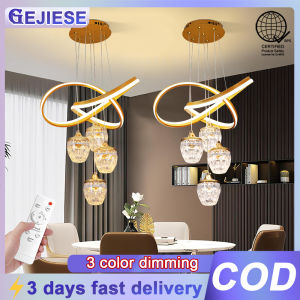 GEJIESE 80W dinning room chandelier light modern design sala 3 color dimming pendant light drop lights high ceiling low ceiling chandelier for dinning room living room