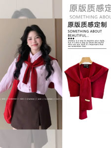 Red Love Island Korean Style Shawl Womens Outerwear Neck Protector Air Conditioned Room Small Shoulder Pad Spring Autumn