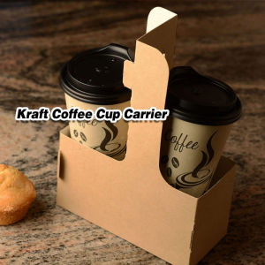 25pcs Thicken Kraft Coffee Cup Carrier Tea Holder (2 Cups)