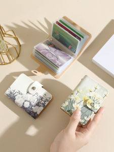 Retro Luxury Thin Large Capacity Womens Card Holder 2025 New Style Mini Bank Document Card Holder Oil Painting Style