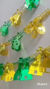 Banner Garland Tarik Gantung 2D Dekorasi Idul Fitri Lebaran Bulan Bintang Ketupat Masjid