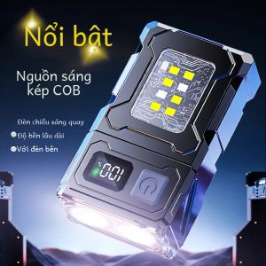 Đèn Pin LED COB Đa Chức Năng Có Thể Điều Chỉnh Góc Móc Khóa Di Động Đèn Cảnh Báo Từ Tính Cho Cắm Trại Ngoài Trời Đèn Pin Chống Nước