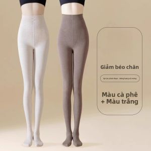 MiiOW | Quần tất nữ màu trắng cạp cao mùa xuân thu ngoài trời không rơi quần bó sát quần dài màu xám quần lót