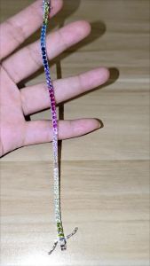 YLMyself Tennis Bracelet 925 Sterling Silver 3mm Rainbow CZ Full Pave Elegant Gift for Women