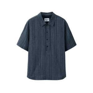 Thessnce Mens Short Sleeve Polo Shirt Casual Bubble Cotton Business Leisure Fashion Urban Style Polyester Blend Summer Shirt