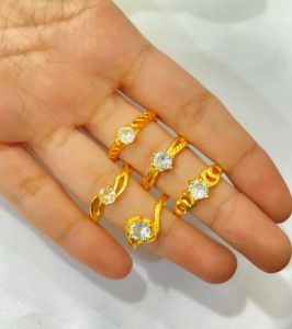 Noin Cincin Wanita Cincin Lapis Emas Warna 24 Karat Wanita Dewasa Permata Zircon