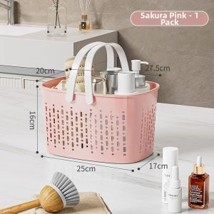Handheld Rectangular Plastic Bathroom Storage Basket