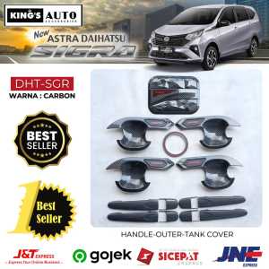 Paket Cover Handle Outer Pintu Tank cover Tutup Tangki Bensin Daihatsu Sigra Carbon Glossy
