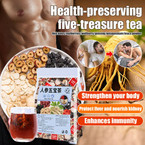Ginseng Five Treasures Tea Bags For Men Energy Stamina Blend With Polygonum Goji Berry Natural Herbal Tea Kidney Support