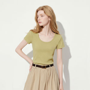 Summer New Short Sleeve U-neck Slim Casual T-shirt