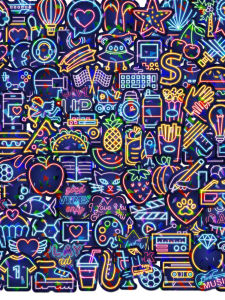 Luxurious 100-Piece Set Laser Neon Stickers for Luggage Helmet Skateboard Decoration High-End Feelings Personalized Labels