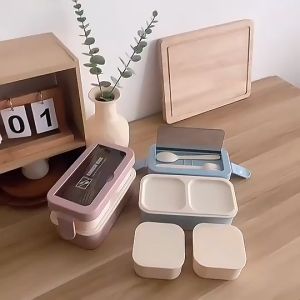 Eatkit Lunch Box Set 2 Susun 1250ml Kotak Bekal Bento Anti Tumpah Sauce Cup Free Sendok Garpu