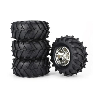 4PCS 125mm 1/10 Rubber Monster Tires 12mm Hex Hub Wheel Type for RC Off Road Car Truck HPI Savage XS TM Flux LRP AXIAL SCX10