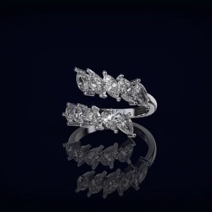 Kemstone 925 Sterling Silver Full 4A Cubic Zirconia Gold Plated Open Ring Adjustable 925 Ring for Womens Jewelry