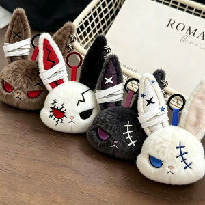 Sanrio | Popular New Gothic Bunny Plush Keychain RabbitBag Charm with Bandage Desian Kawaii Key Ring Pendant Car Bag Ornament