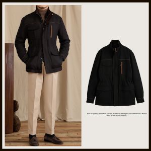 High Weight Padded Thick Wool Blend Elegant Fit Winter Stand Collar Jacket