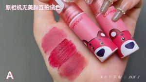 3-pack Matte Pink Bear Student Glaze Mud Long-lasting Moisturizing Novice Makeup Lip Mud Non-stick Cup Whitening