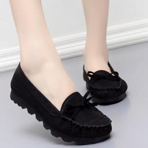 Spring and Autumn Old Beijing Cloth Shoes Womens Thin Shoes Gommino Black Work Shoes Mother Shoes Flat Pregnant Womens Shoes Size 41