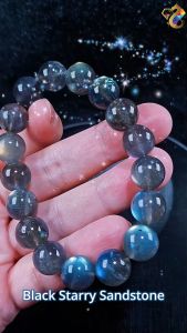Collection Grade Rare Black Starry Sandstone Colorful Labradorite Bracelet
