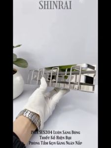 Kệ Đựng Bàn Chải Giá Đựng Tuýp Kem Đánh Răng INOX SUS304 Nhà Tắm 4 Cốc Bạc Gương SHINRAI ( Dán Tường - Có Lỗ Khoan )
