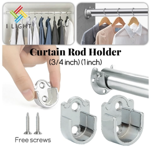 (Fast Delivery)3/41 Stainless Steel Wardrobe Rods Bracket Closet Flange Rod End Supports Curtain Rod U Shaped Rod 1Pcs