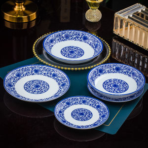 Đĩa Tráng Men Sứ Trắng Dày Trang Trí Nhà Bếp Kiểu Trung Quốc Đĩa Đựng Thức Ăn Lạnh Chống Bỏng Tròn 8 Inch Dùng Chung