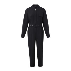 Early Autumn Wool-blend Long Sleeve Stand-up Collar Black Jumpsuit