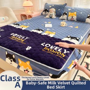 BEIPIN | Thickened Milk Velvet Winter Anti-slip Encasing Mattress Protector Bed Skirt