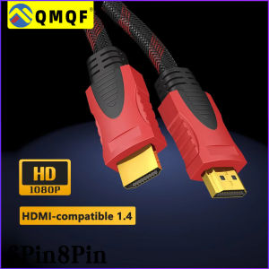 High Speed HDMI-Compatible Cable 1.5m 3m 5m HDTV Black And Red Braided 1.4V Cable High Speed TV Data Computer Monitor Support 3D