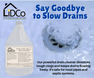 Lidco Heavy Duty Sink & Drain Declogger 1 Gallon–Industrial Strength Drain Opener Dissolves Grease