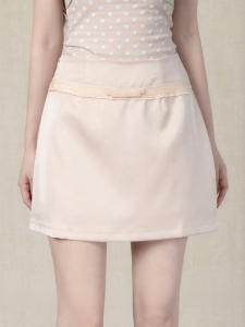 loveheynew | Chân Váy Mini A-Line Cao Waist Pink Lace Bow