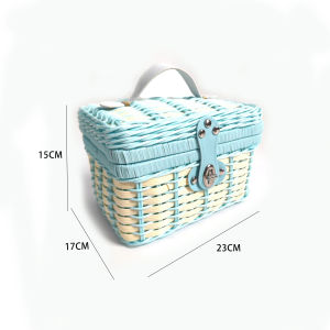 Retro Wicker Basket Handbag Photography Props Storage Box Countryside Picnic Basket Retro Woven Basket Storage Organizer