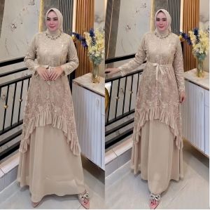 Gamis LIVIA DRESS BRUKAT premium /gamis lebaran busui friendly / baju pesta