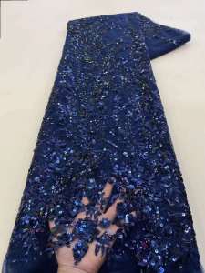 Sky Blue African Sequins Lace Fabric 2025 High Quality Lace Embroidery Nigerian Mesh Fabric French For Women Wedding Party Dress