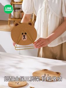 Bear Brown Line Coaster Placemat Cup Mats Pad Drink Tea Table Mat Kitchen