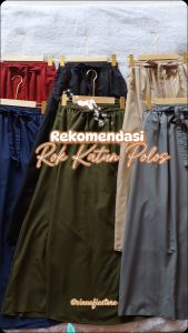 Paket Bundling Rok Katun Polos A-line Maxi Skirt Wanta Remaja-Dewasa